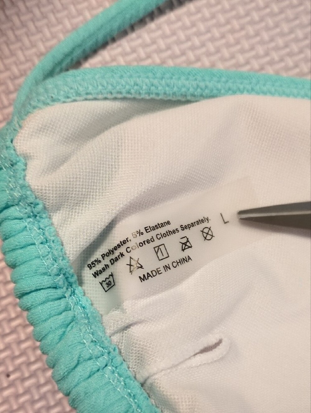 Turquoise Ribbed Triangle Bikini - Size Large - Picture 4 of 11